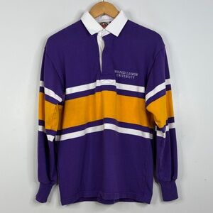 Barbarian Rugby Shirt Mens Medium Laurier University Purple Yellow Cotton Polo